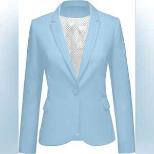 🆕️LOOKBOOK  Airy Blue Notched Lapel Button Women's Blazer
